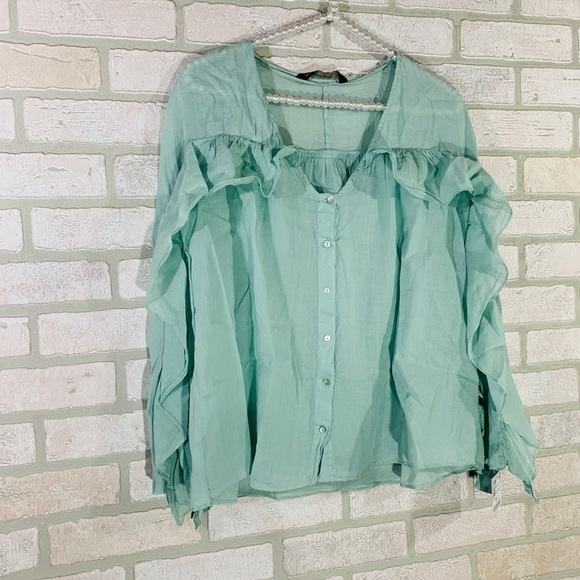 Zara Basic NWT Ruffles and Bows Mint Green… - Picture 4 of 10